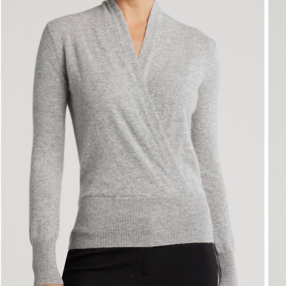 Sofia cashmere Women's light blue shawl collar cashmere Sweater M - Picture 2 of 7